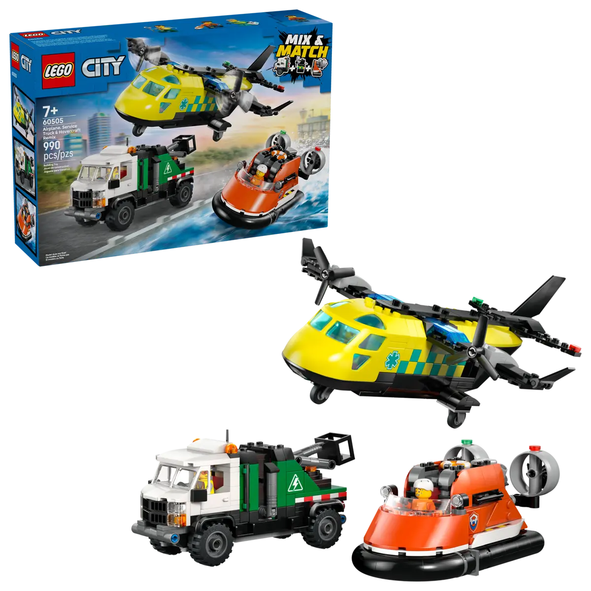 LEGO City - Remix aereo, camion di servizio e hovercraft 60505 